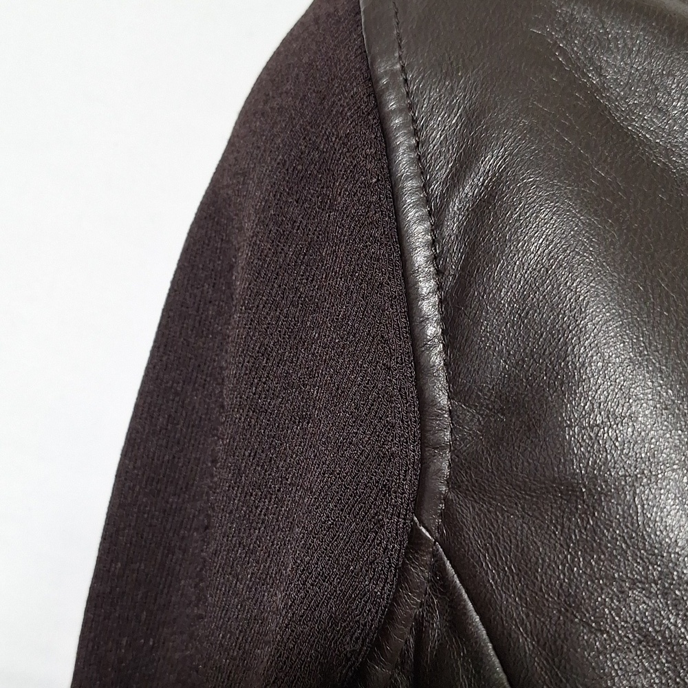 Anne Klein Sweater Jacket Genuine Leather Button Down - Picture 9 of 10